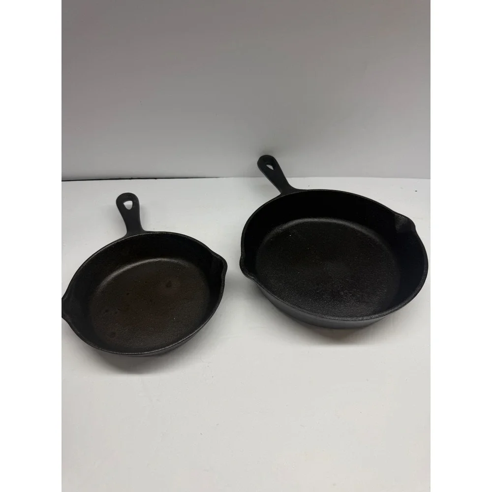 CookTools Cast Iron Skillet Set 2 Piece 6.5 and 8 Inch Black Frying Pans